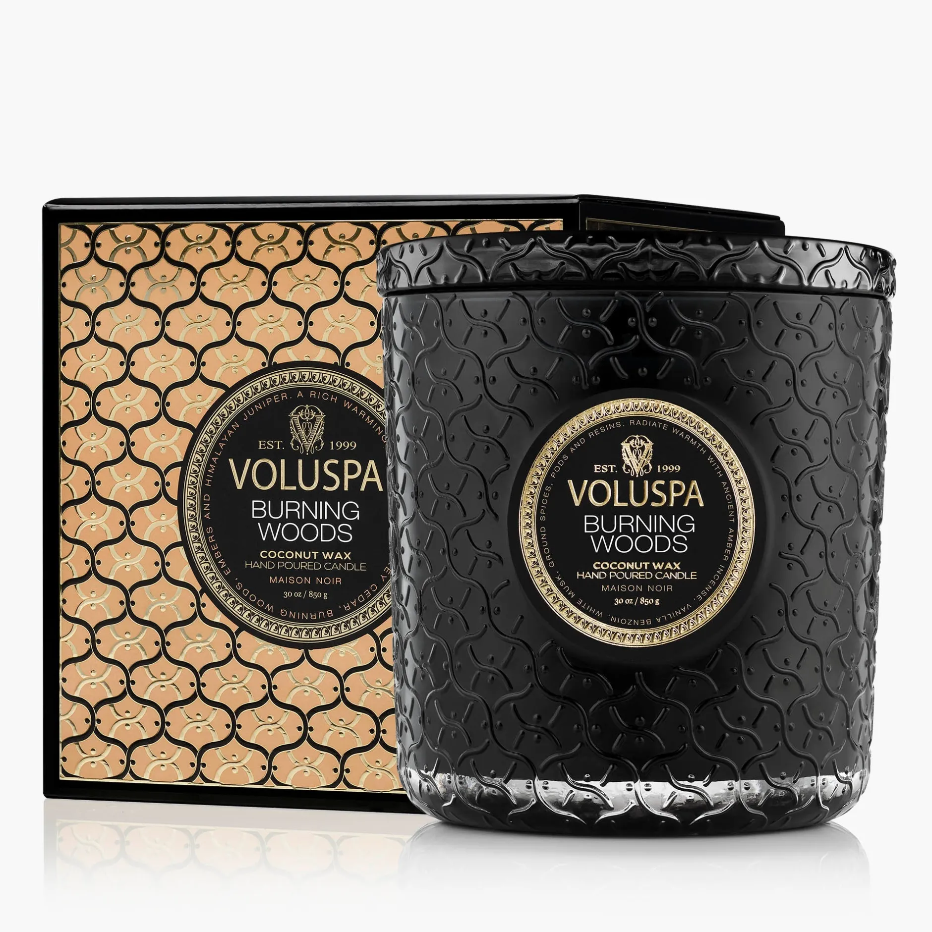 Voluspa 3 Wick Hearths + Luxe|Burning Woods