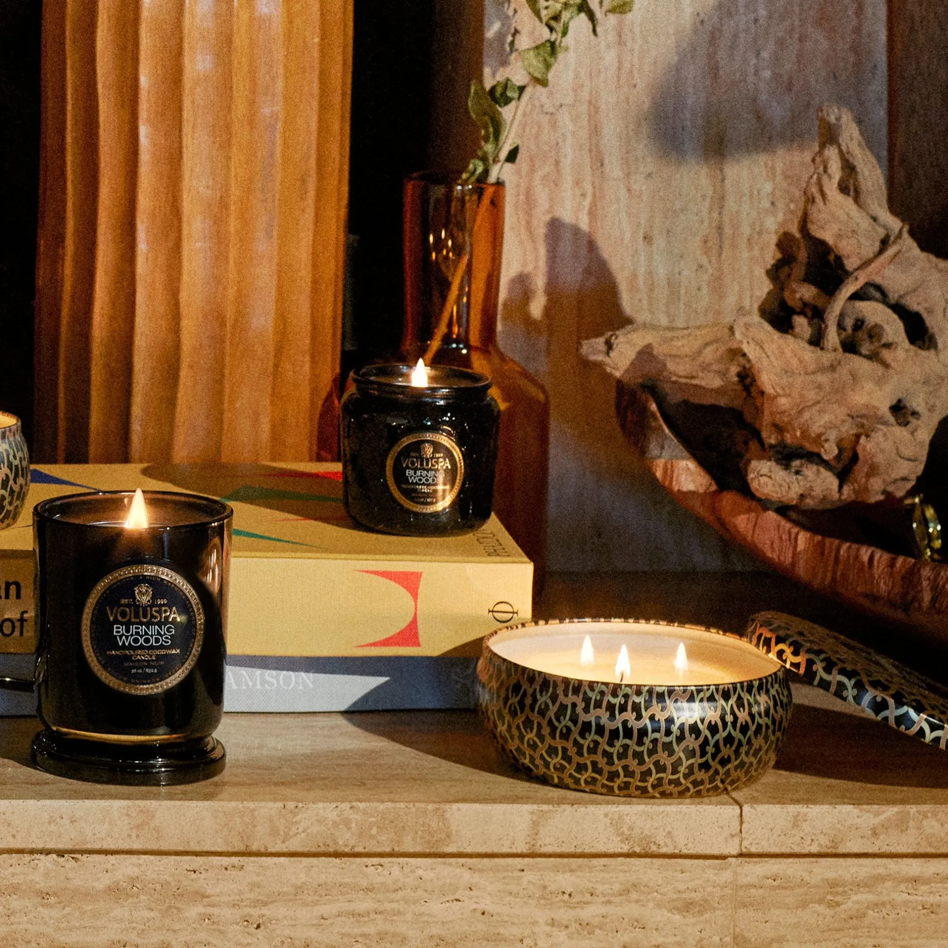 Voluspa 3 Wick Tin|Burning Woods