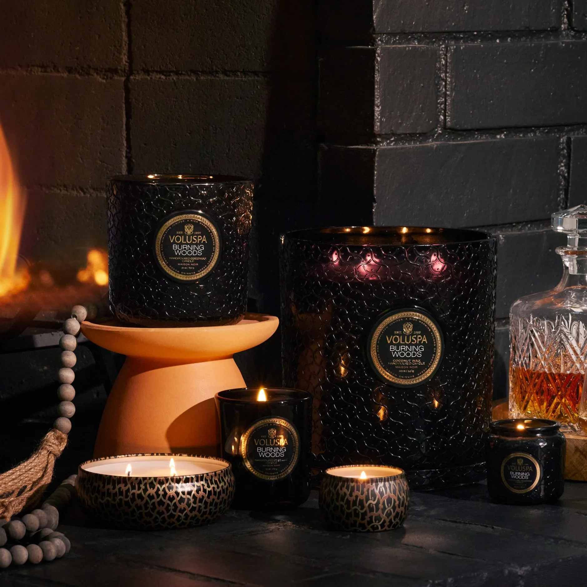 Voluspa 5 Wick Hearths|Burning Woods