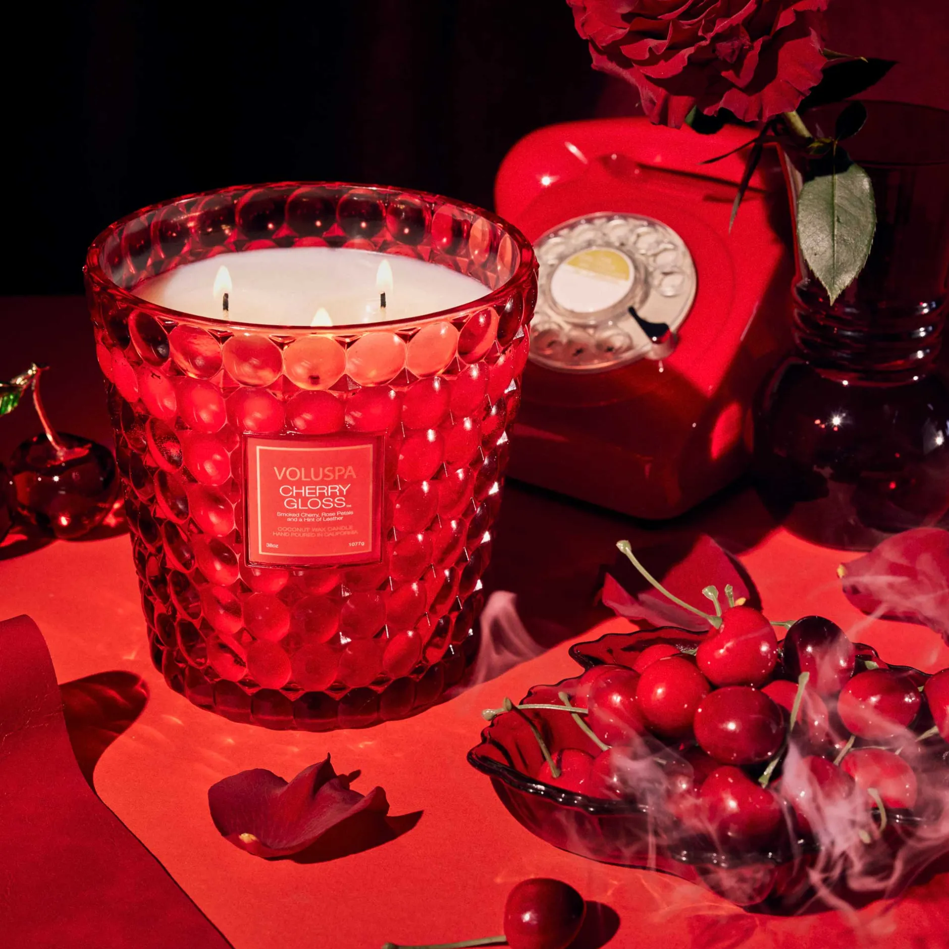 Voluspa 3 Wick Hearths + Luxe|Cherry Gloss