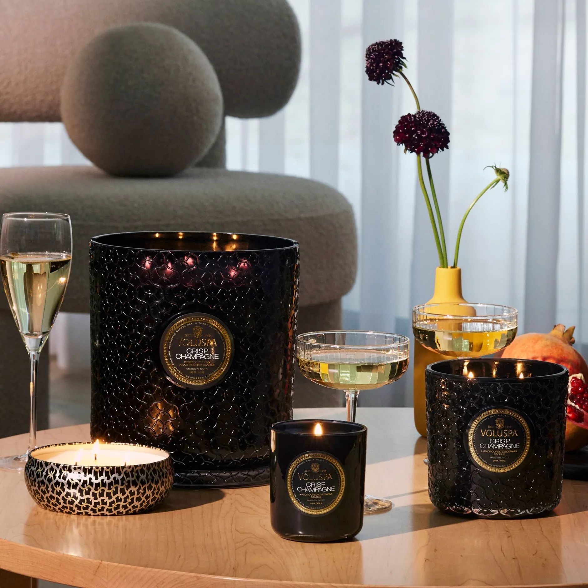 Voluspa 5 Wick Hearths|Crisp Champagne