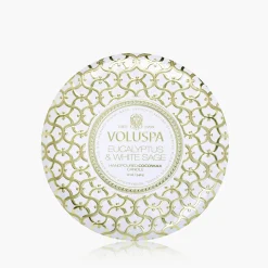 Voluspa 3 Wick Tin|Eucalyptus & White Sage|Eucalyptus & White Sage