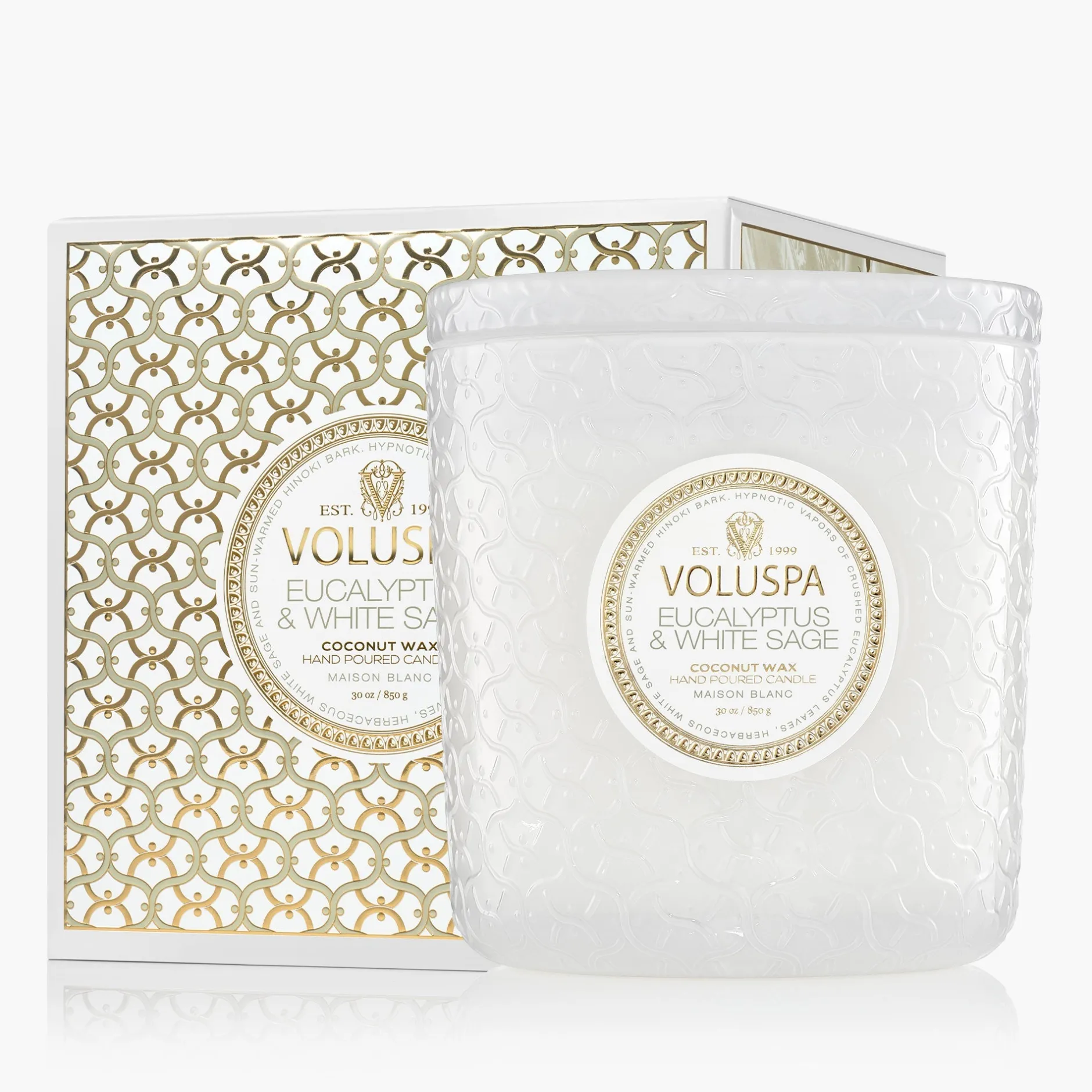 Voluspa 3 Wick Hearths + Luxe|Eucalyptus & White Sage|Eucalyptus & White Sage