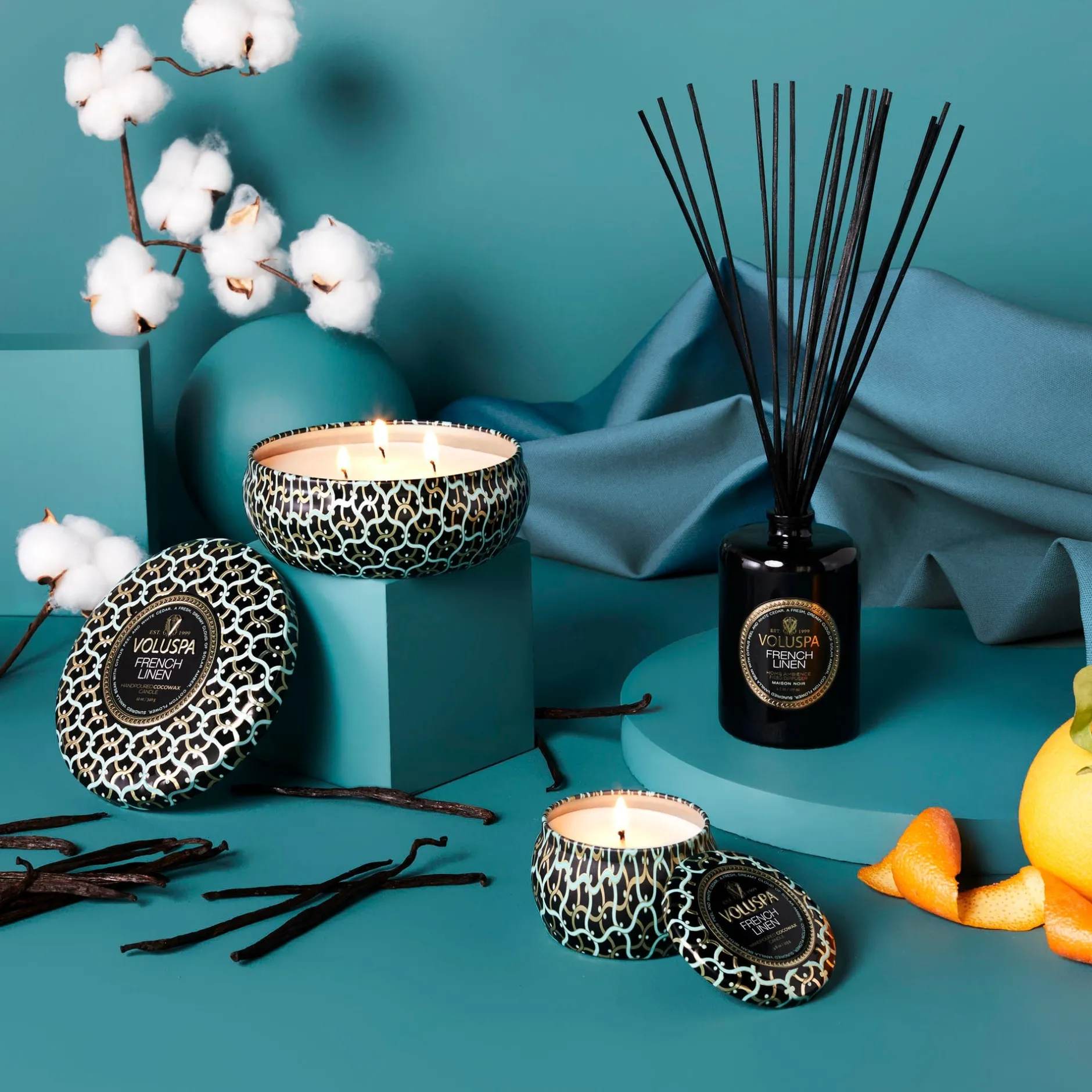 Voluspa 3 Wick Tin|French Linen|French Linen