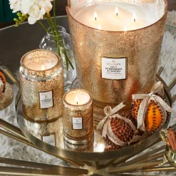 Voluspa Gilt Pomander Hinoki|5 Wick Hearths|Gilt Pomander & Hinoki