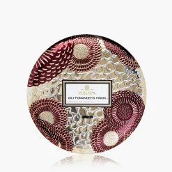Voluspa Gilt Pomander Hinoki|3 Wick Tin|Gilt Pomander & Hinoki