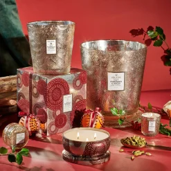 Voluspa Gilt Pomander Hinoki|3 Wick Hearths + Luxe|Gilt Pomander & Hinoki