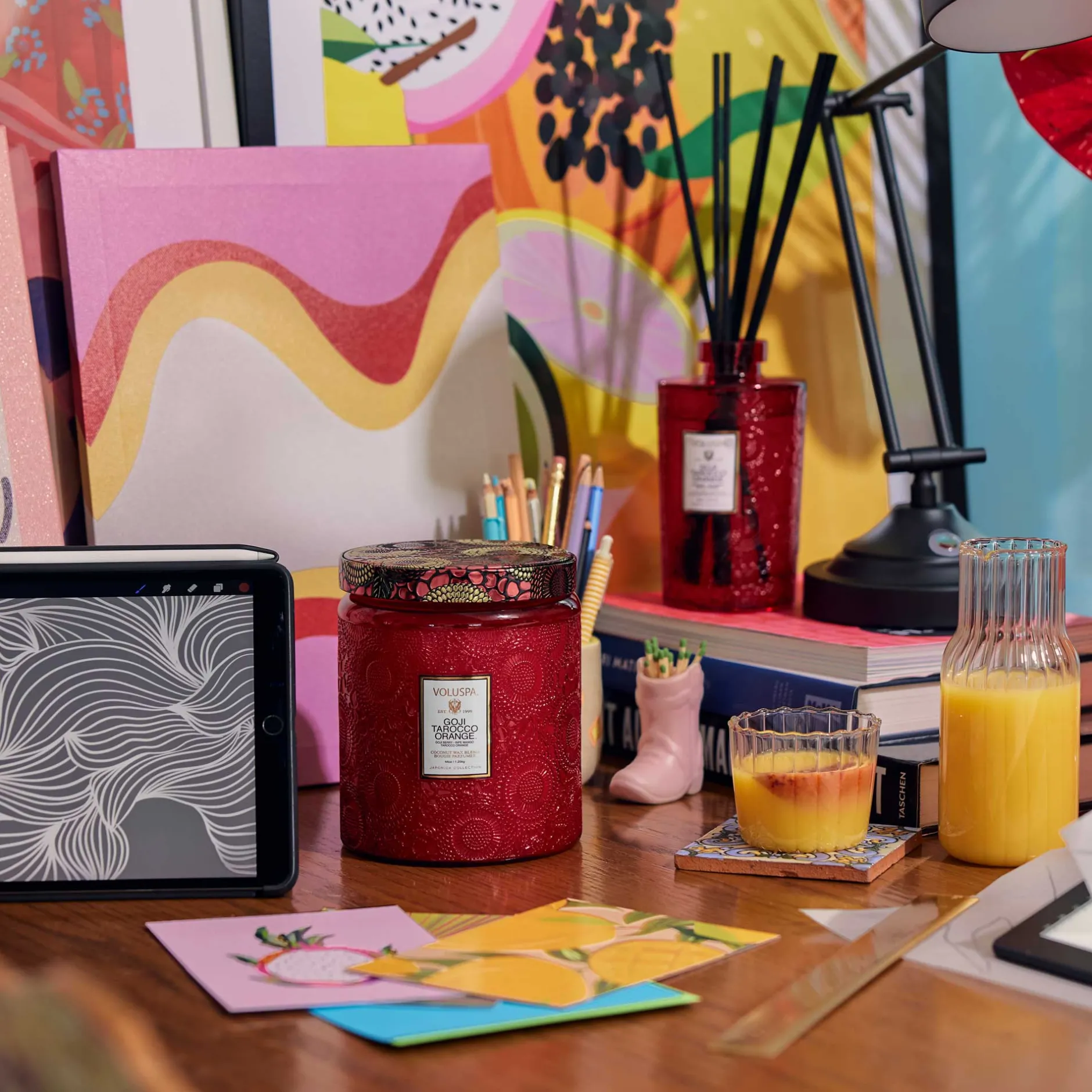 Voluspa Goji Tarocco Orange|3 Wick Hearths + Luxe|Goji Tarocco Orange