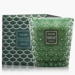 Voluspa 3 Wick Hearths + Luxe|Noble Fir Garland|Noble Fir Garland