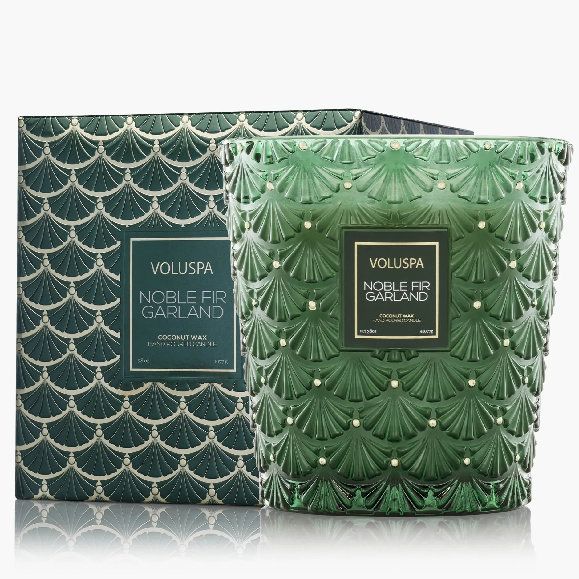 Voluspa 3 Wick Hearths + Luxe|Noble Fir Garland|Noble Fir Garland