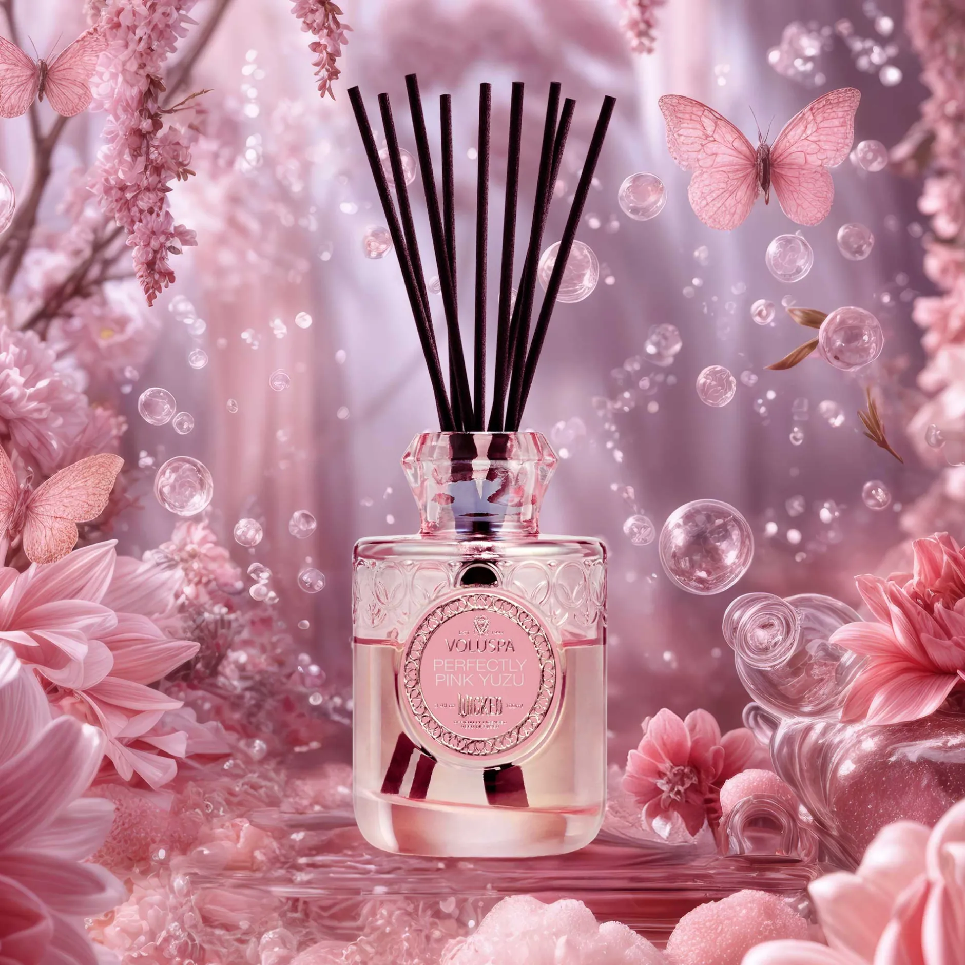 Voluspa Cherry Blossom Bubble|Reed Diffusers|Perfectly Pink Yuzu