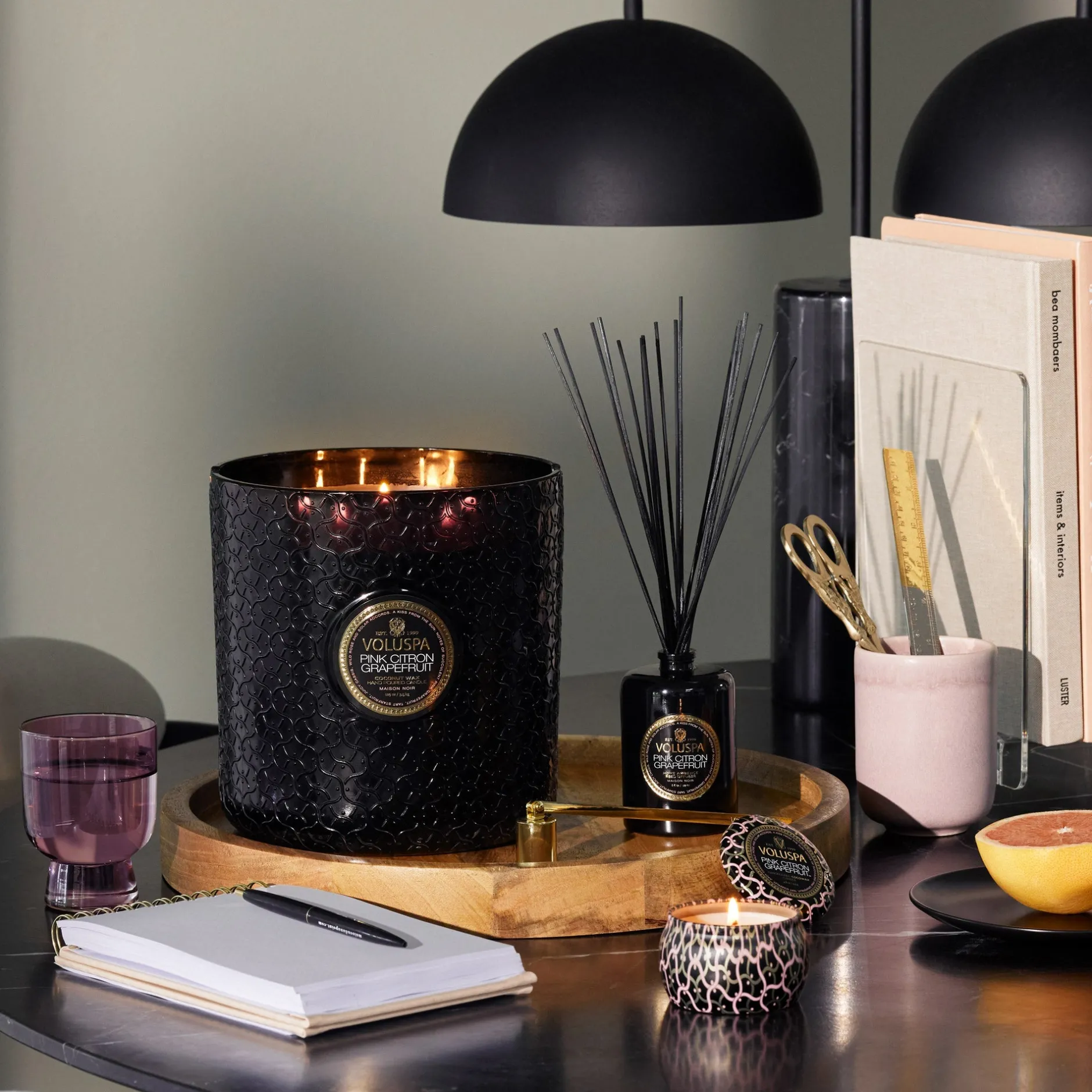 Voluspa 5 Wick Hearths|Pink Citron Grapefruit