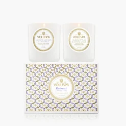 Voluspa Mountain Lavender & Chamomile|Eucalyptus & White Sage|Retreat Candle Duo