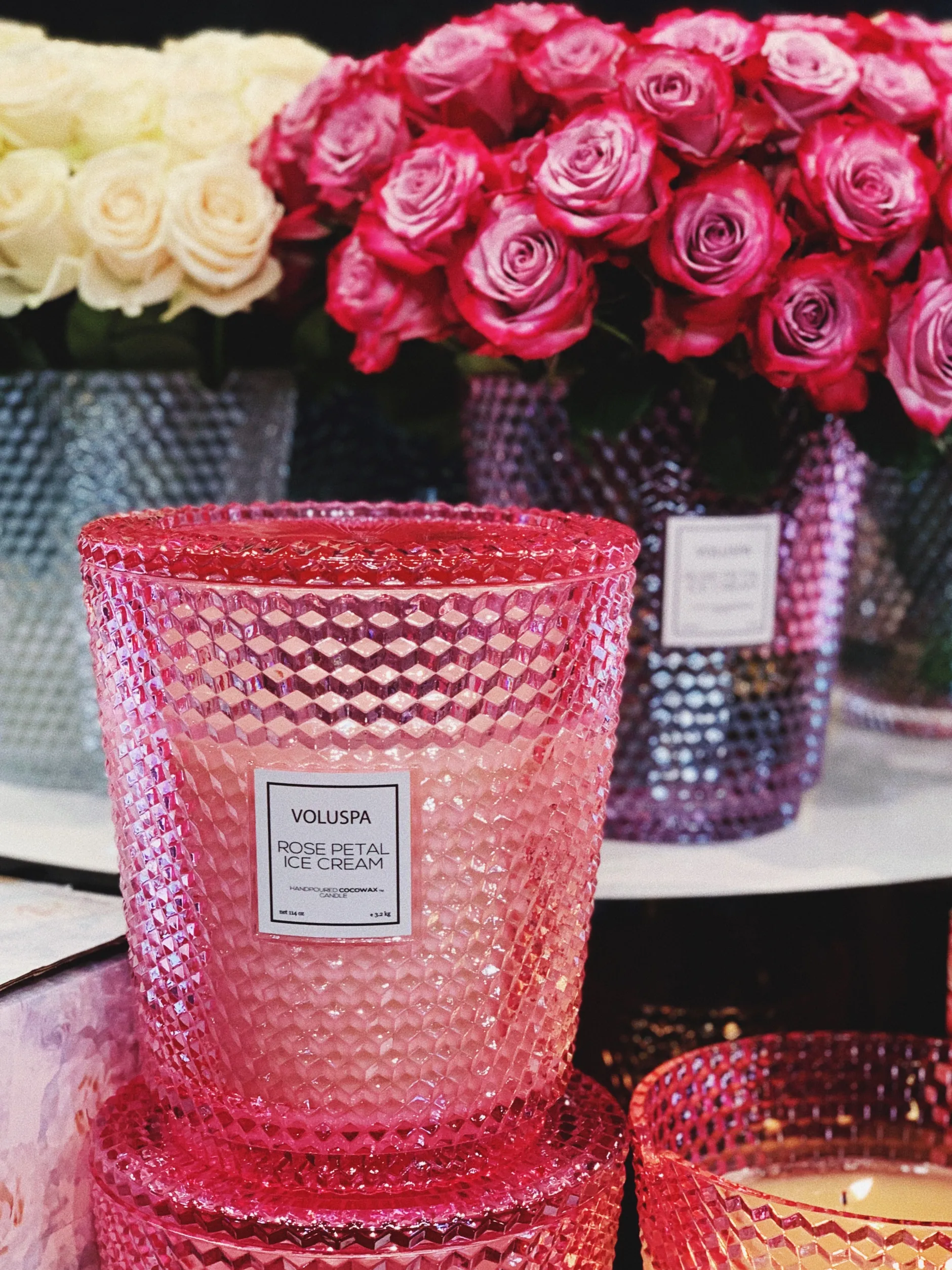 Voluspa 5 Wick Hearths|Rose Petal Ice Cream