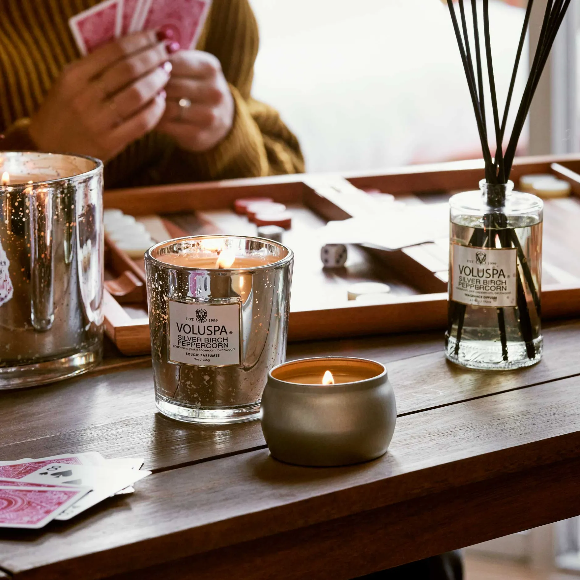 Voluspa Mini Tin|Silver Birch Peppercorn