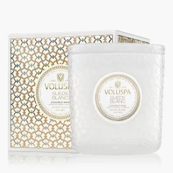 Voluspa 3 Wick Hearths + Luxe|Suede Blanc