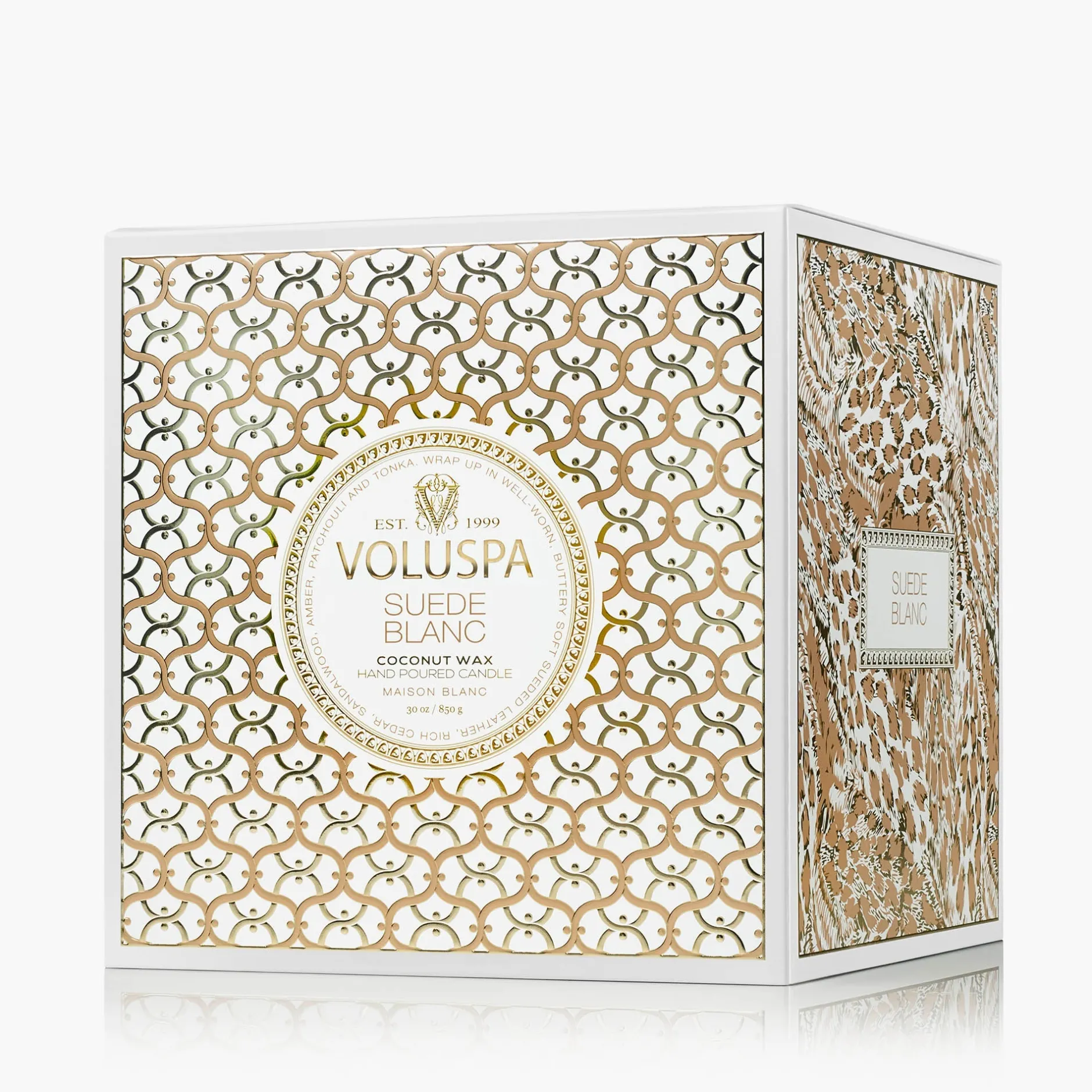 Voluspa 3 Wick Hearths + Luxe|Suede Blanc