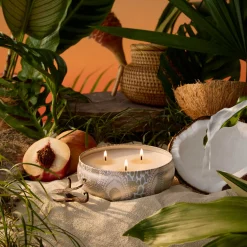 Voluspa Tahitian Coconut Vanilla|3 Wick Tin|Tahitian Coconut Vanilla