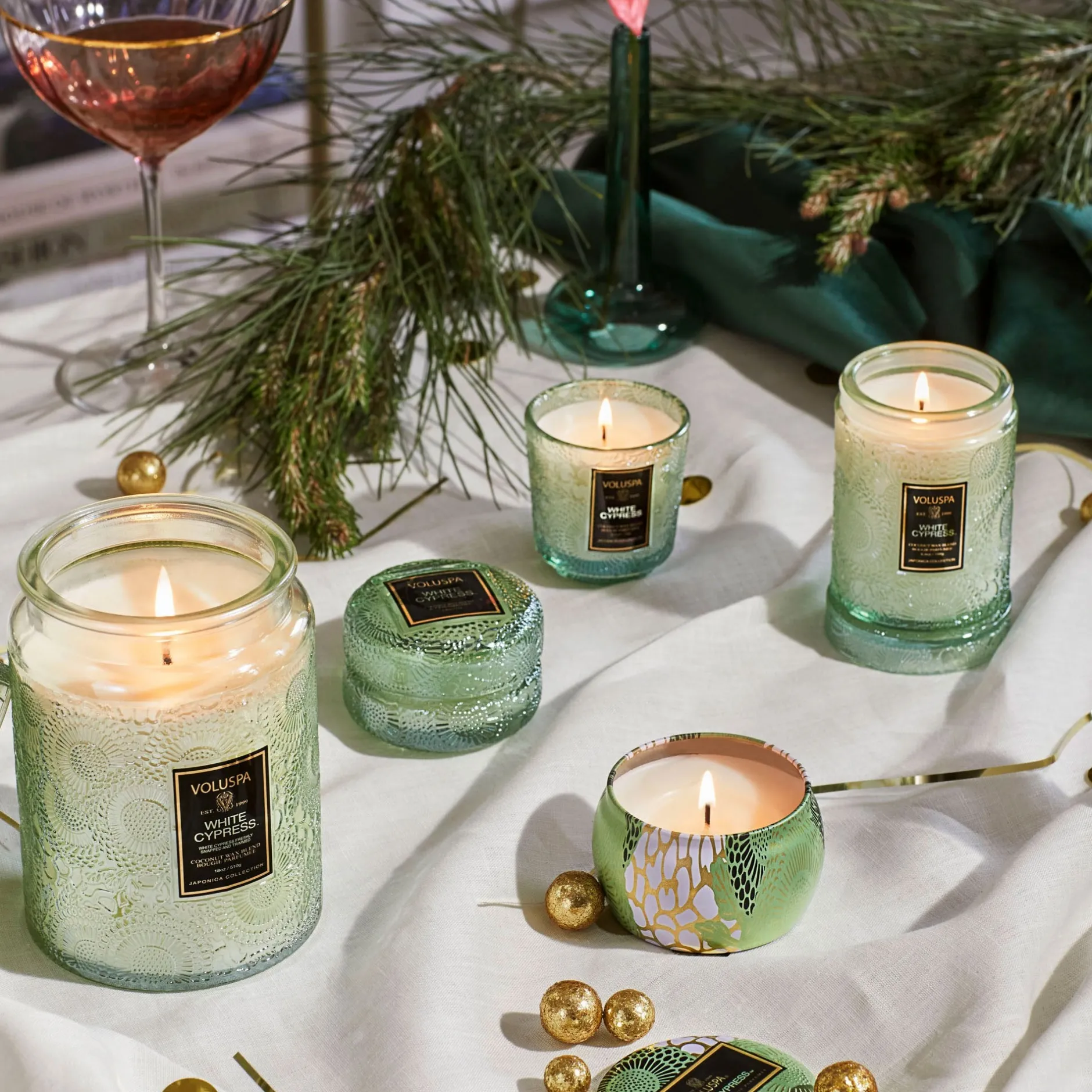 Voluspa White Cypress|Large Jars|White Cypress